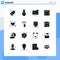 User Interface Pack of 16 Basic Solid Glyphs of heart, theater, card, stage, entertainment