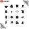 User Interface Pack of 16 Basic Solid Glyphs of hobby, kite, envelope, vehicles, outline