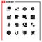 User Interface Pack of 16 Basic Solid Glyphs of laptop, easter, internet, food, disk