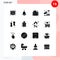 User Interface Pack of 16 Basic Solid Glyphs of left, park, farming, cityscape, building