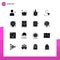 User Interface Pack of 16 Basic Solid Glyphs of pin, hospital, care, heart, user