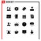User Interface Pack of 16 Basic Solid Glyphs of pregnancy, sign, eraser, pills, drug