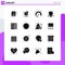 User Interface Pack of 16 Basic Solid Glyphs of setting, time, time, wristwatch, clock