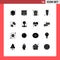 User Interface Pack of 16 Basic Solid Glyphs of vegetable, rice, can, foam, cosmetic