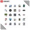 User Interface Pack of 25 Basic Filled line Flat Colors of app, bag, water, gift, cloud