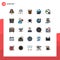 User Interface Pack of 25 Basic Filled line Flat Colors of cloud, cloud, popcorn, online, chat