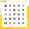 User Interface Pack of 25 Basic Filled line Flat Colors of id, process, fountain, marketing, tourist