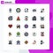 User Interface Pack of 25 Basic Filled line Flat Colors of light, school, jack, eye view, monitoring