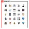 User Interface Pack of 25 Basic Filled line Flat Colors of package, gearbox, percent, auto, hari raya