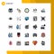 User Interface Pack of 25 Basic Filled line Flat Colors of song, music, add, headset, round