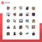 User Interface Pack of 25 Basic Filled line Flat Colors of space, flag, mind, promo, advertising