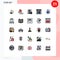 User Interface Pack of 25 Basic Filled line Flat Colors of web, layout, university, design, sport