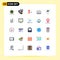 User Interface Pack of 25 Basic Flat Colors of bulb, solution, date, laptop, tablets
