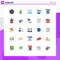 User Interface Pack of 25 Basic Flat Colors of information, contact, picture, website, world