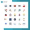 User Interface Pack of 25 Basic Flat Colors of ocean, shopping, information, search, barcode