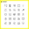 User Interface Pack of 25 Basic Lines of arrows, list, email, layout, telephone