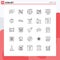 User Interface Pack of 25 Basic Lines of compose, schedule, camera, payday, calendar