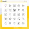 User Interface Pack of 25 Basic Lines of engineering, magic, info, holidays, day