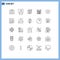 User Interface Pack of 25 Basic Lines of mobile, web, pencil, shop, security