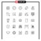 User Interface Pack of 25 Basic Lines of package, creative, play, box, howitzer