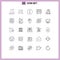 User Interface Pack of 25 Basic Lines of present, bag, alert, decoration, photo