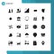 User Interface Pack of 25 Basic Solid Glyphs of analysis, money, scientist, flow, dollar