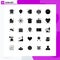 User Interface Pack of 25 Basic Solid Glyphs of ancient, site, door, globe, medical