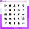 User Interface Pack of 25 Basic Solid Glyphs of cactus, heart, building, hand, smart