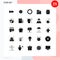 User Interface Pack of 25 Basic Solid Glyphs of day, halloween, shim, eye, blood