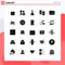 User Interface Pack of 25 Basic Solid Glyphs of fundraising, crowdfunding, bath, tablet, marketing