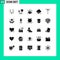 User Interface Pack of 25 Basic Solid Glyphs of home, announcement, chinese, cloud, marketing