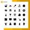 User Interface Pack of 25 Basic Solid Glyphs of job, team, delicious, search, mark