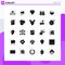 User Interface Pack of 25 Basic Solid Glyphs of kitchen, bowl, diamond, plant, grower