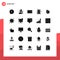 User Interface Pack of 25 Basic Solid Glyphs of map, weighing, electronics, scale, check weight