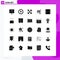 User Interface Pack of 25 Basic Solid Glyphs of mouse, interface, play, input, drone camera