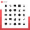 User Interface Pack of 25 Basic Solid Glyphs of pinch, four finger, device, arrow, temperature