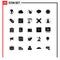 User Interface Pack of 25 Basic Solid Glyphs of tick, gear, gallows, love, chat
