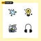 User Interface Pack of 4 Basic Filledline Flat Colors of arrow, art, bulb, image, headset