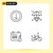 User Interface Pack of 4 Basic Filledline Flat Colors of arrow, calendar, diamond, invest, bike