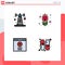 User Interface Pack of 4 Basic Filledline Flat Colors of signal, blocked, satellite, red rose, capsule