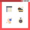User Interface Pack of 4 Basic Flat Icons of app, head, user, space, mind