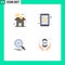 User Interface Pack of 4 Basic Flat Icons of bank, find, fund, currency rates, pray