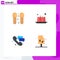 User Interface Pack of 4 Basic Flat Icons of bath, phone, shower, food, call