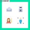 User Interface Pack of 4 Basic Flat Icons of email, pool, open, refrigerator, women