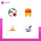 User Interface Pack of 4 Basic Flat Icons of global, transport, padlock, bus, tent