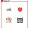 User Interface Pack of 4 Basic Flat Icons of growth, food, graph, apple, store