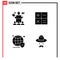 User Interface Pack of 4 Basic Solid Glyphs of business, shield, presentation, finance, world