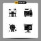 User Interface Pack of 4 Basic Solid Glyphs of chair, trust, firefighter, accident, command