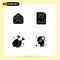 User Interface Pack of 4 Basic Solid Glyphs of communication, graph, mail, chart, fast food