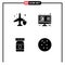User Interface Pack of 4 Basic Solid Glyphs of fly, beach, protection, shop, medicine